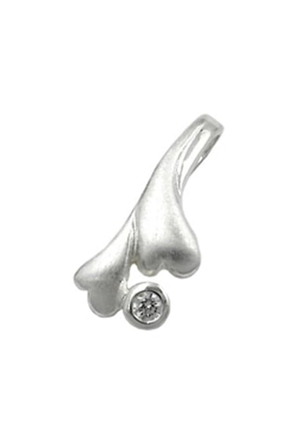 Pendant 16x7mm Leaf-Like With Zirconia Matted Silver 925 - GL90056