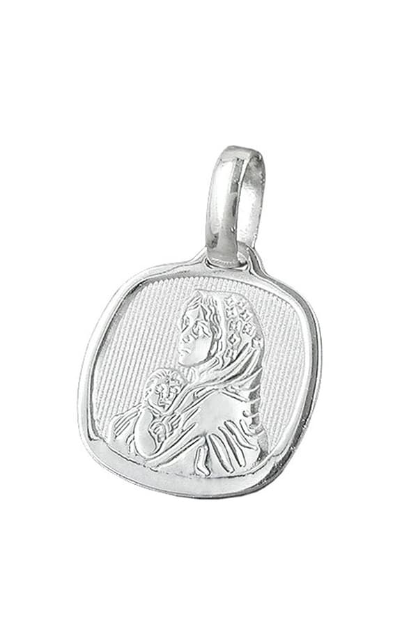 Pendant 16x15mm Mother Mary With Child Shiny Silver 925 - GL92387