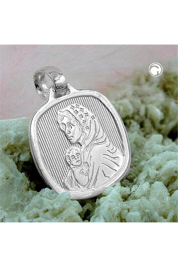 Pendant 16x15mm Mother Mary With Child Shiny Silver 925 - GL92387