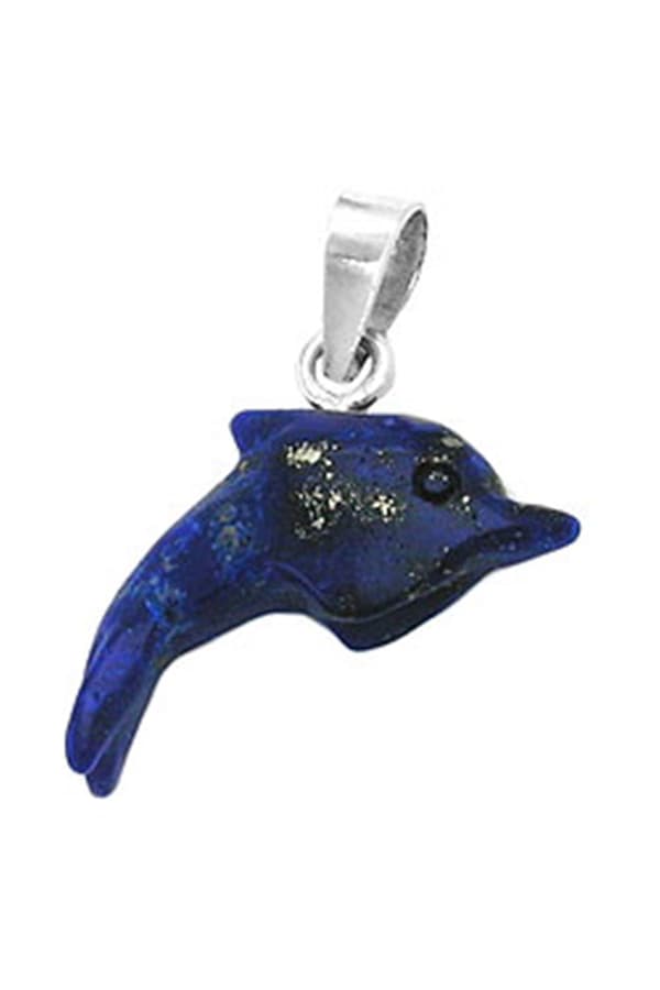 Pendant Dolphin Lapis Stone Silver 925 - GL92051