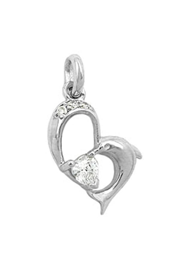 Heart/ Dolphin Pendant With Zirconia Silver 925 - GL90977