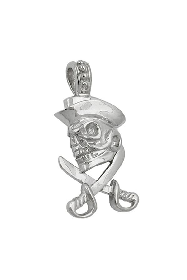 Pendant 25x12mm Skull With Pirate Hat Silver 925 - GL92491