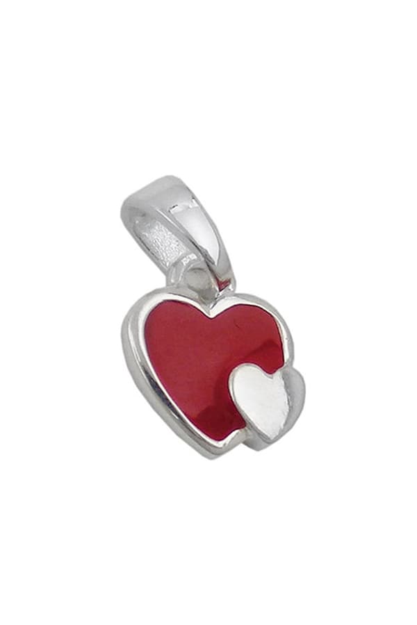 Pendant Two Hearts Red Silver 925 - GL93631