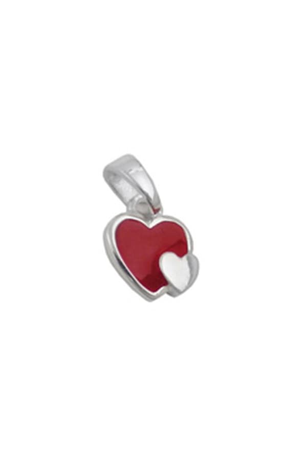 Pendant Two Hearts Red Silver 925 - GL93631