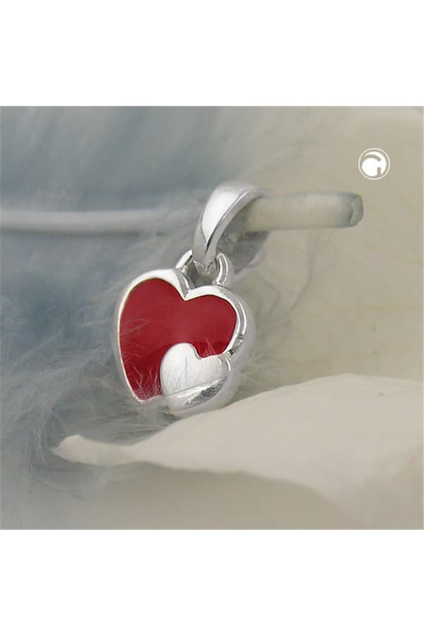 Pendant Two Hearts Red Silver 925 - GL93631