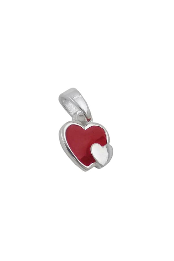 Pendant Two Hearts Red Silver 925 - GL93631