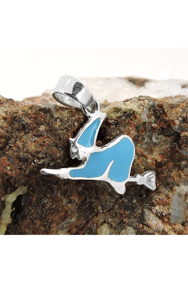 Pendant Witch Blue Enameled Silver 925 - GL93573