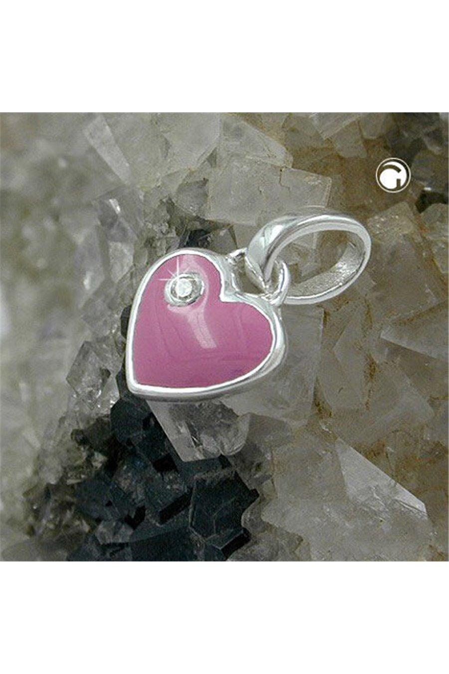 Pendant Heart Pink Zirconia Silver 925 - GL93112