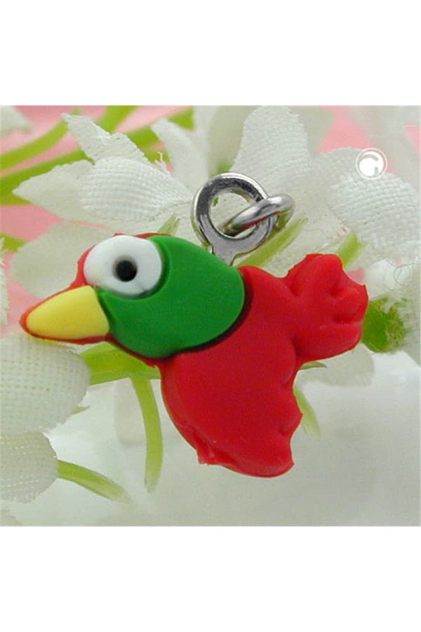 Pendant Colourful Rubber Bird Silver 925 - GL91984