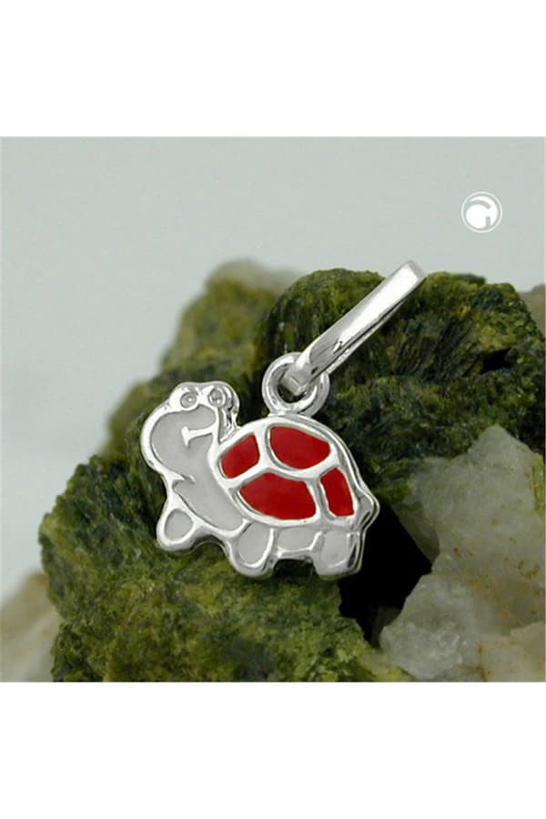 Pendant Turtle Red-White Silver 925 - GL91747