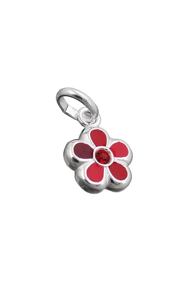 Pendant For Children Red Flower Silver 925 - GL91673