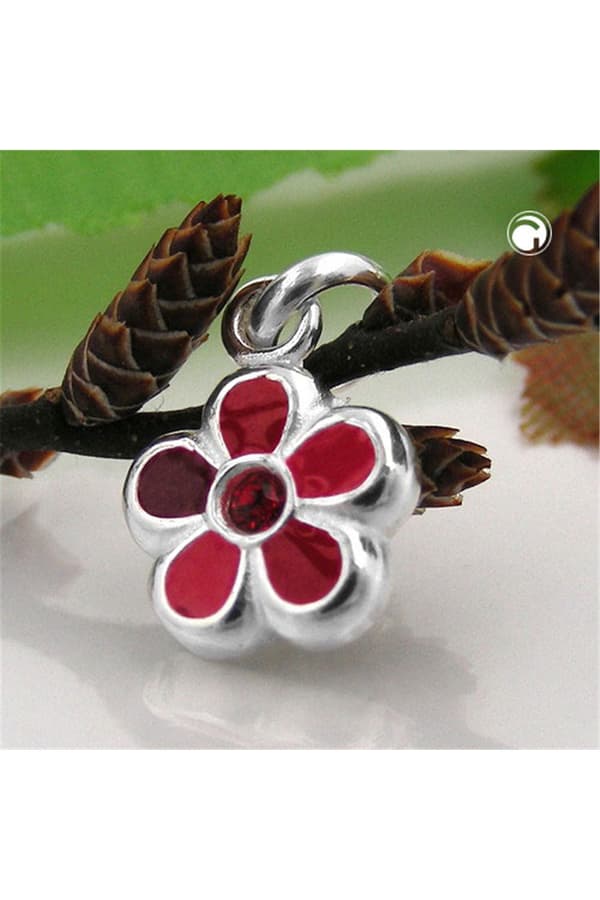 Pendant For Children Red Flower Silver 925 - GL91673