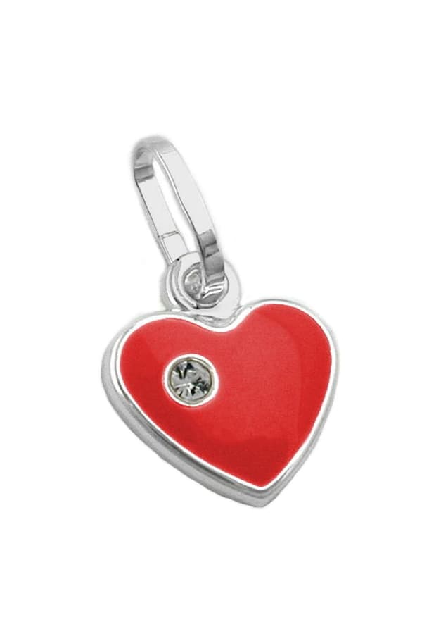 Pendant 9mm Heart Red Lacquered With Glass Stone Silver 925 - GL90311