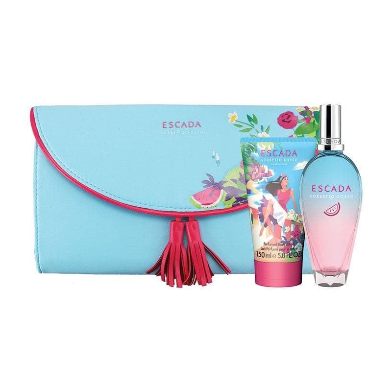 Escada Sorbetto Rosso Edt 50ml + Body Lotion 50ml + Clutch Bag