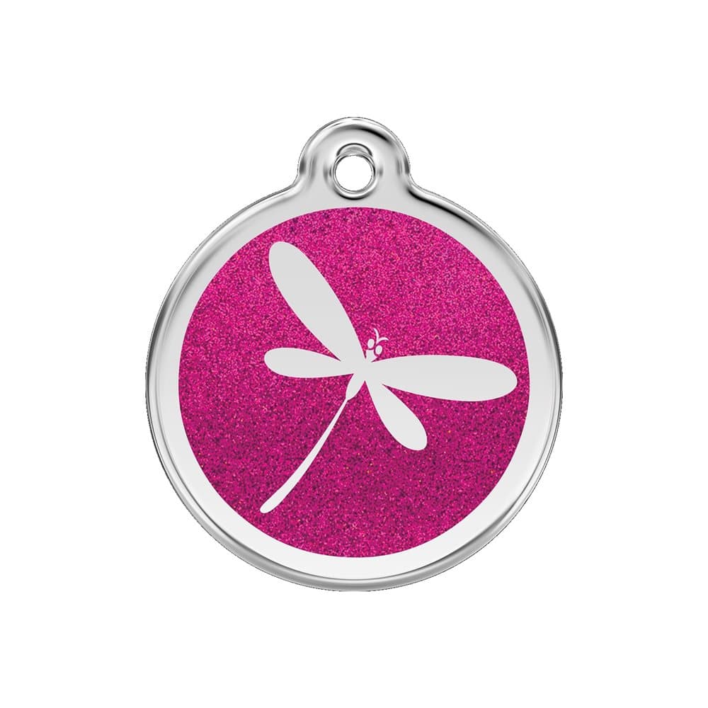 Red Dingo Pet Collar Glitter Identification Tag - Dragonfly