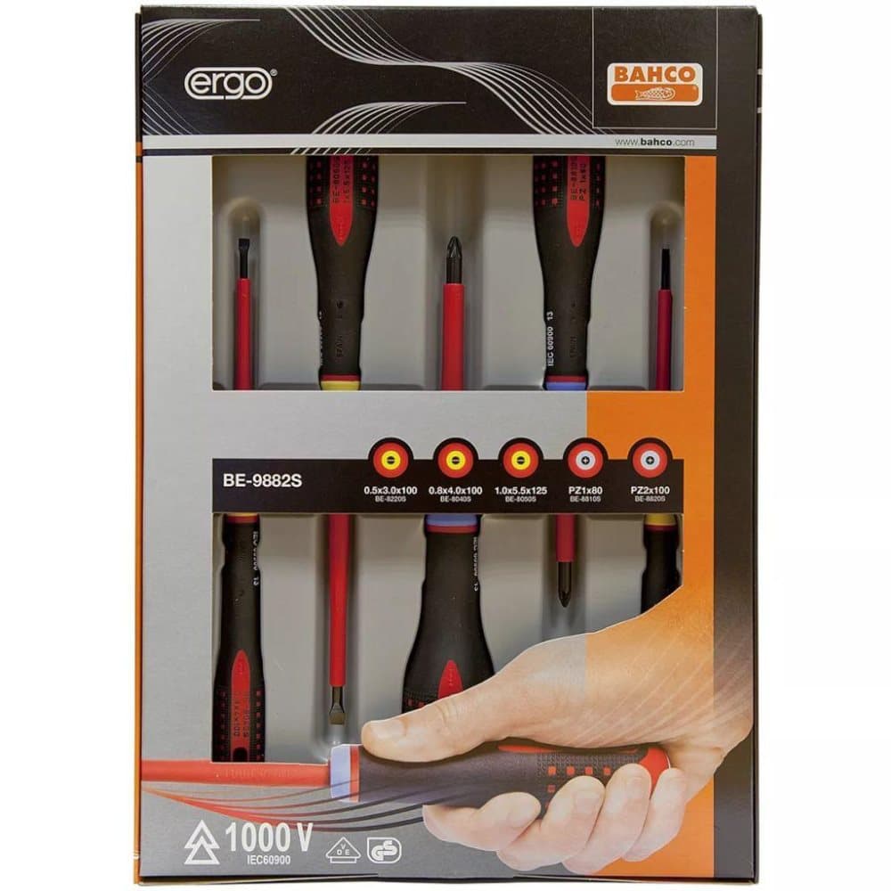 BAHCO ergonomisk designet skruetrækkersæt 5 dele BE-9882S