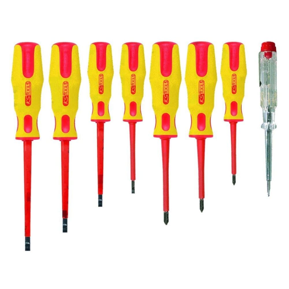 KS Tools Skrutrekkersett 8 deler med isolert spenningstester