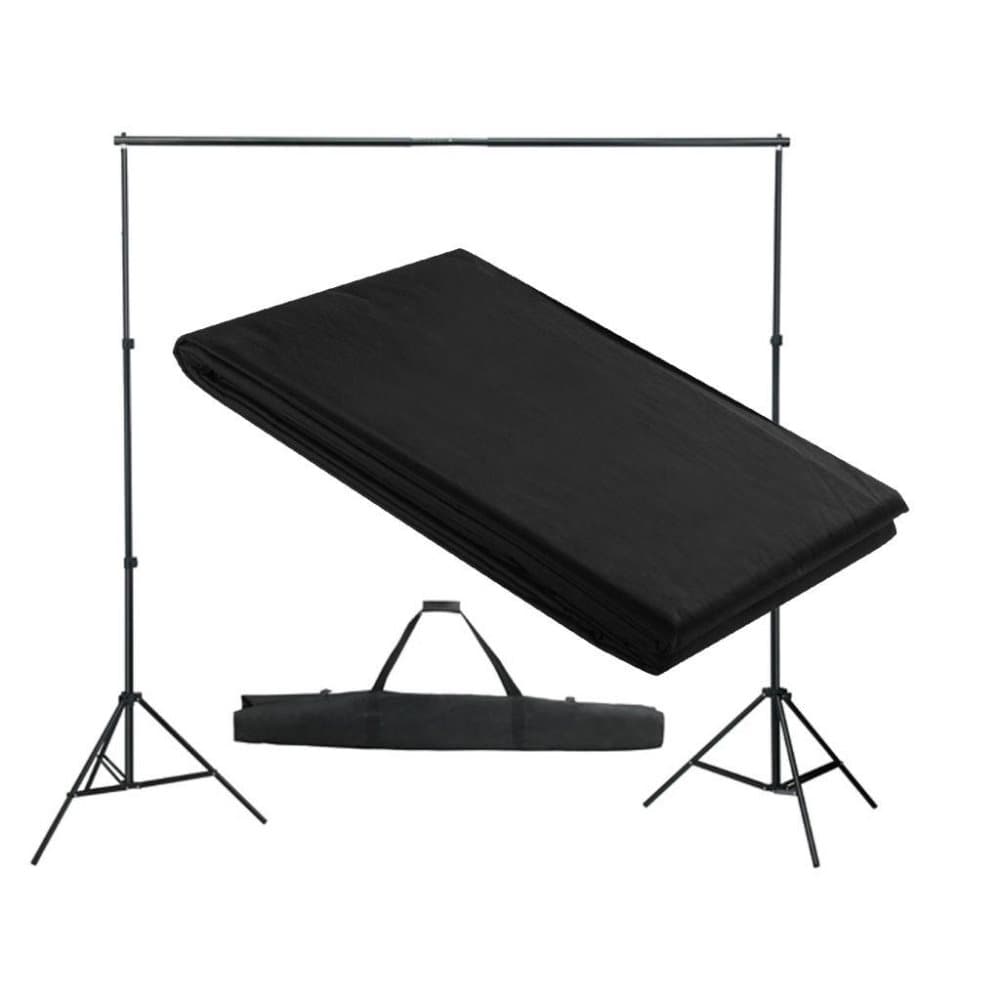 vidaXL Stativ och fotobakgrund 300 x 300 cm svart
