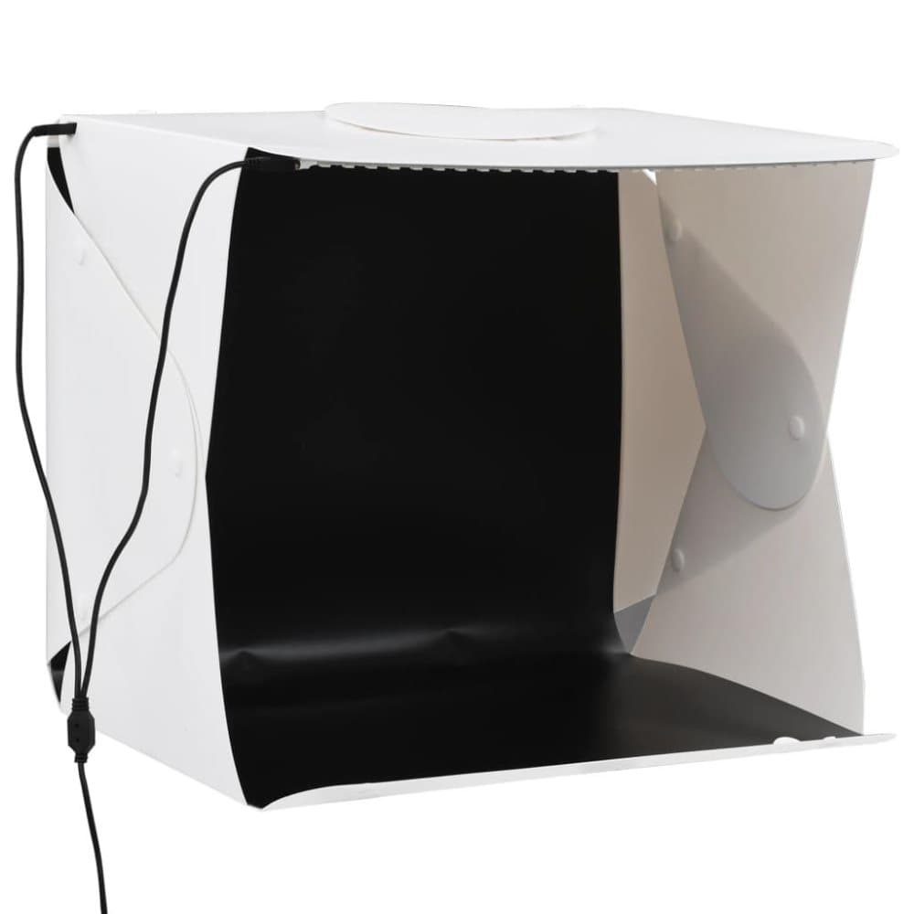 vidaXL Kokoontaittuva LED-studiovalolaatikko 40x34x37 cm muovi valk.