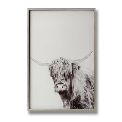 Hill Interiors Highland Cow Image on Glass with Silver Frame