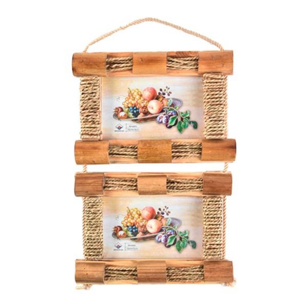Arpan Handmade Bamboo & Rope 2 Picture Photo Frame