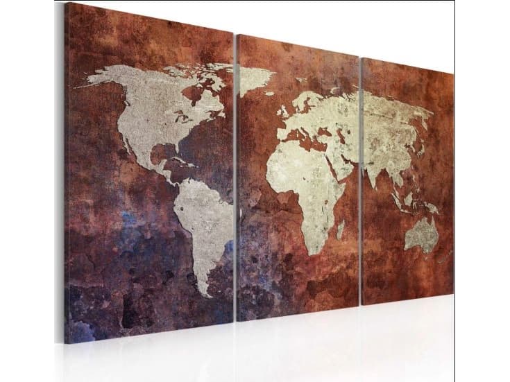 Artgeist Painting - Rusty map of the world - triptych 60x40