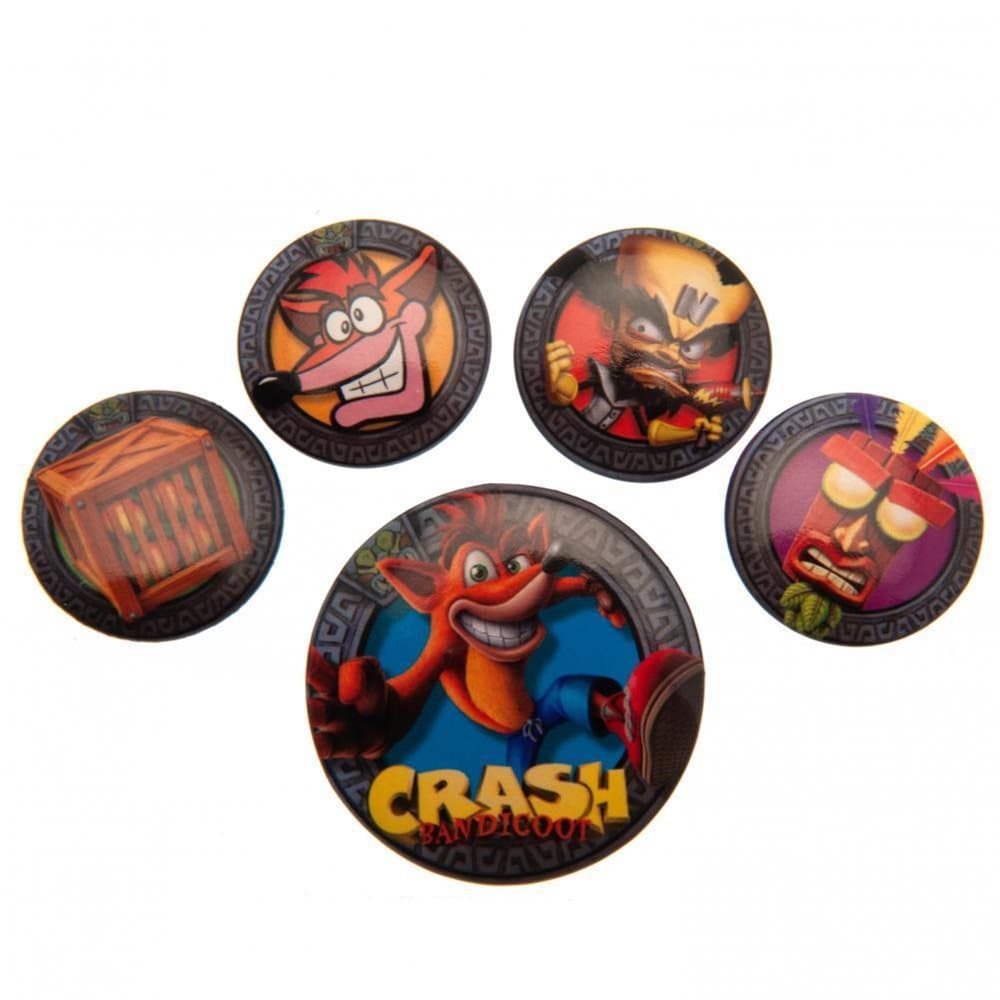 Official Crash Bandicoot Button Badge Set (Pack Of 5)