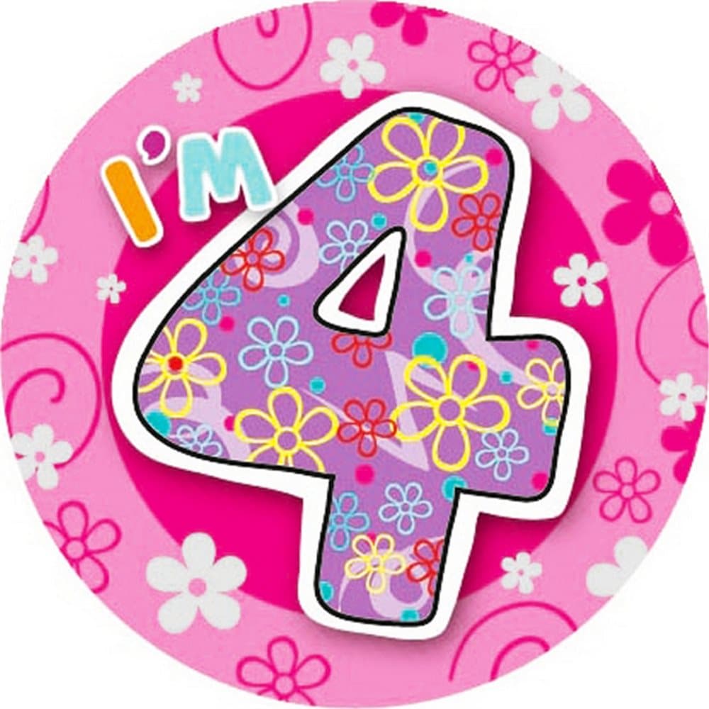 Expression Factory Childrens Girls I Am 4 Today Giant Badge