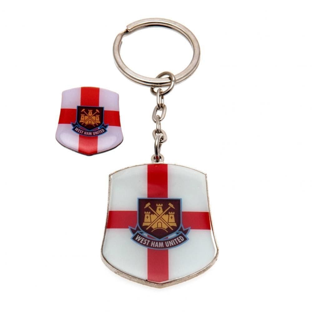 West Ham United FC St George Keyring And Badge Set