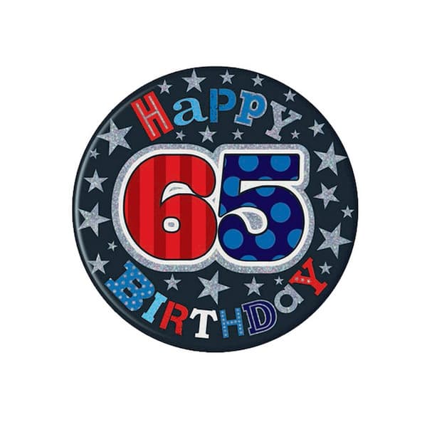 Simon Elvin Happy 65th Birthday Jumbo Badge