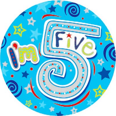 Expression Factory Childrens Boys I Am 5 Today Giant Badge