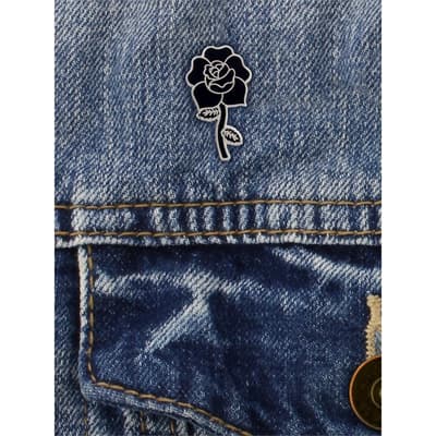 Grindstore Jet Black Rose Enamel Pin Badge