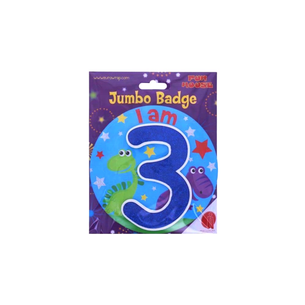 Eurowrap Girls Giant Age 3 Birthday Badge