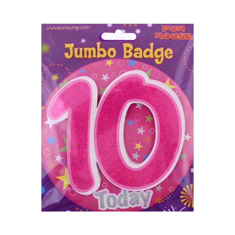 Eurowrap Girls Giant 10 Today Birthday Badge