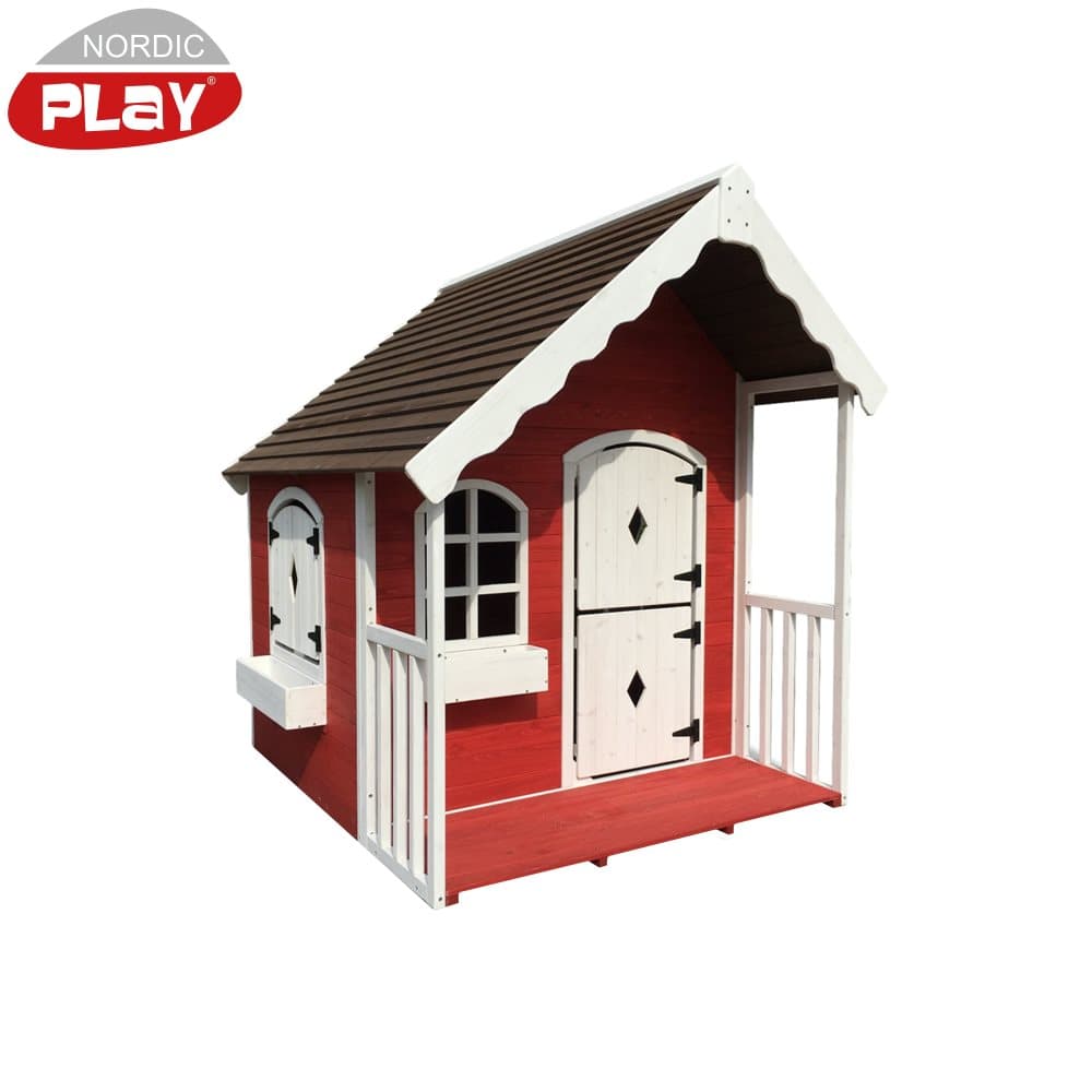 Lekstuga Nordic Play med Veranda Vit/Röd