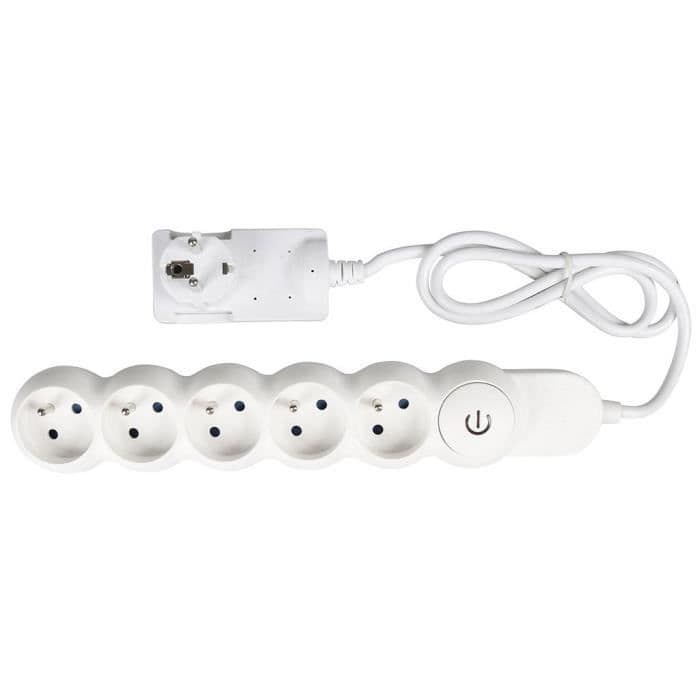 EXPERTLINE Elstrips 5 stikkontakter med fodkontakt 16 Et kabel H05VVF 3x1 mm²
