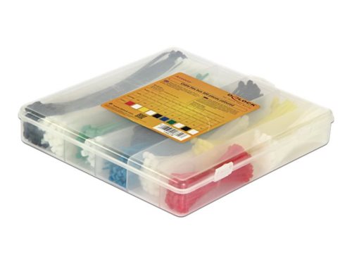 Bild av DeLOCK Cable ties box - Kabelbandsats - svart, vit, blå, gul, röd, grön