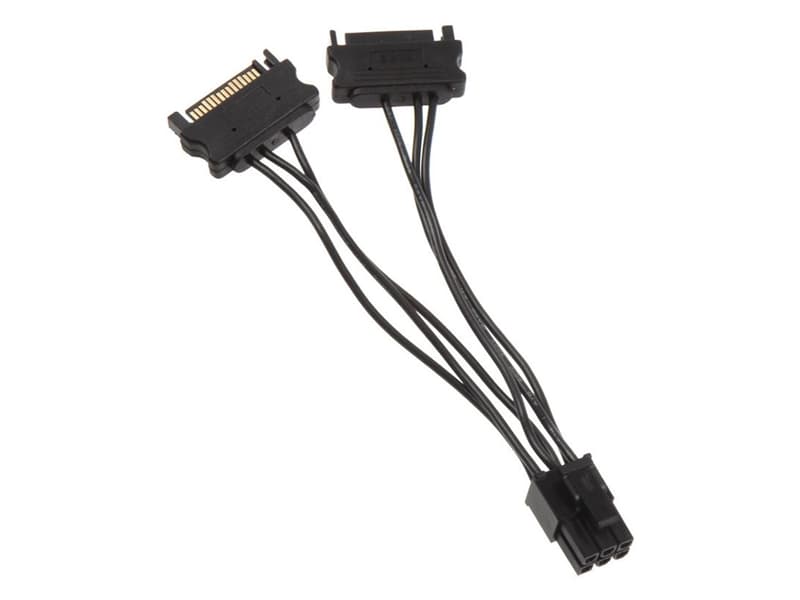 Adapter 2x 15-Pin-SATA auf 1x 6-Pin-PCIe, schwarz