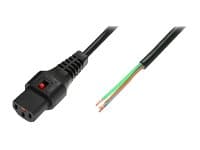 MicroConnect - Strømkabel - uisolert tråd til IEC 60320 C13 - 2 m - svart