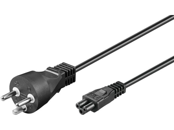 Microconnect PE120805, 0,5 m, Hankjønn/hankjønn, Strømplugg type K, C5 kopling, Svart