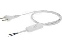 Elgotech Kabel med bryter med flat plugg b/u H03VVH2-F 2x0,5 hvit S-13W-0,5-2-1 /2m/