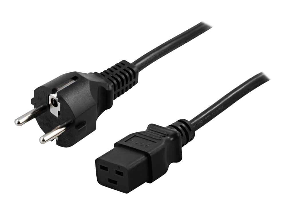 DELTACO - Strømkabel - CEE 7/7 (hann) til IEC 60320 C19 - AC 250 V - 16 A - 3 m - rett kontakt - svart