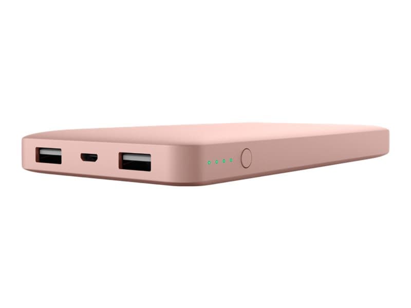 Belkin Pocket Power - Strömförsörjningsbank - 10000 mAh - 2.4 A - 2 utdatakontakter (USB) - på kabel: Micro-USB - guldrosa