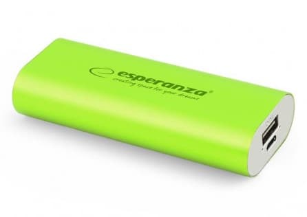Esperanza HADRON - Strömförsörjningsbank - 4400 mAh - 1 A (USB) - på kabel: Micro-USB - grön