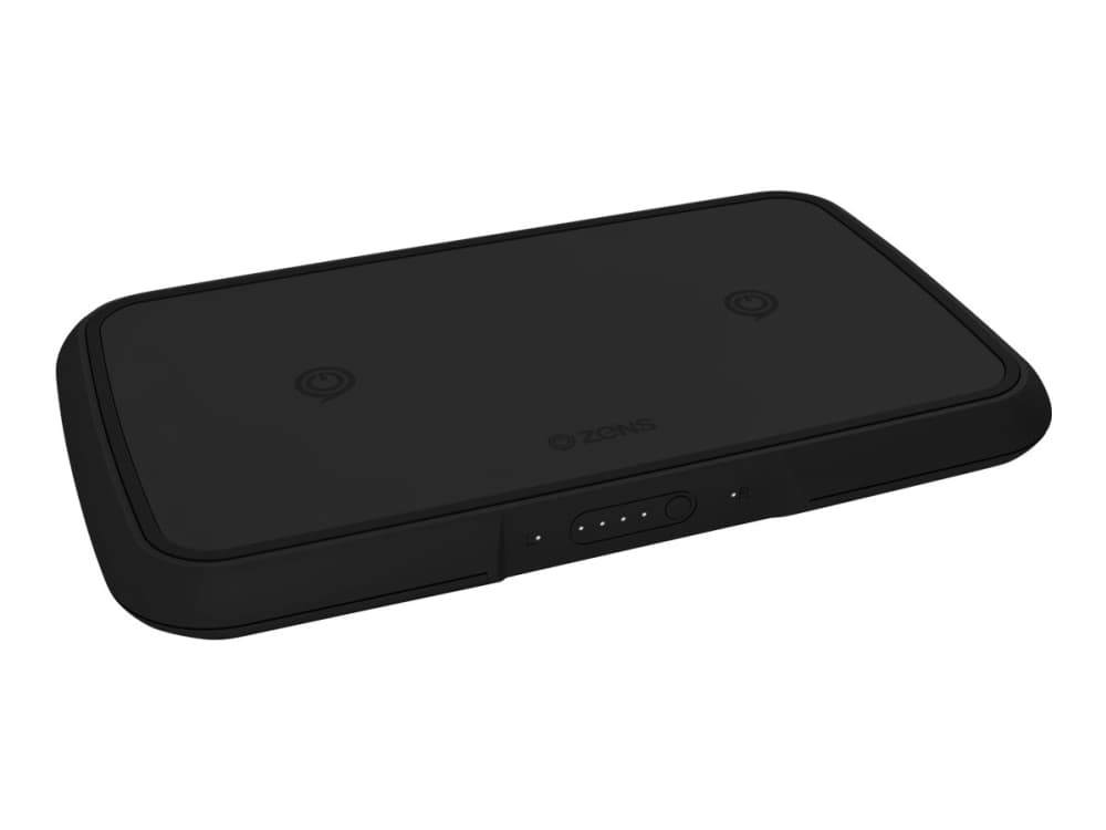 ZENS Dual Wireless Powerbank - Trådløs ladepute / nødlader - 9000 mAh - 5 watt - 2 utgangskontakter (2 x USB)