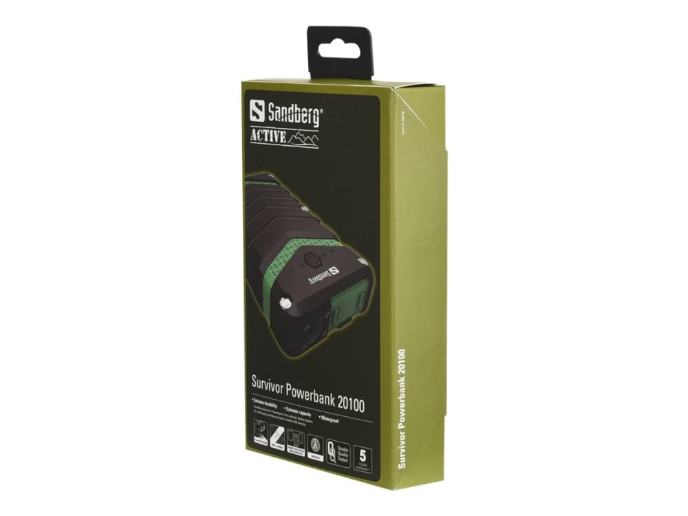 Sandberg Active Survivor Powerbank 20100 - Powerbank - 20100 mAh - 3.9 A - 2 output-stikforbindelser (USB)