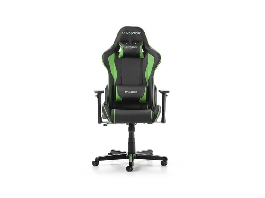DXRacer FORMULA F08-NE, Stoppad sits, Stoppat ryggstöd, Svart, Grön, Svart, Grön, Konstläder, Konstläder