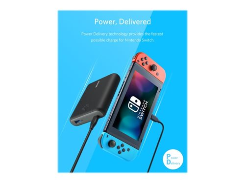 Bild av Anker PowerCore 13400 - Nintendo Switch Edition - strömförsörjningsbank - 13400 mAh - 3 A - IQ - 2 utdatakontakter (USB typ A, USB-C) - svart - för N