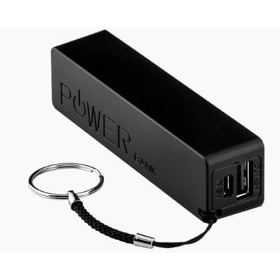 Lipstick formet 2600mAh powerbank. Sort.
