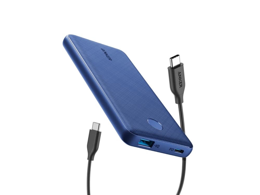 Anker PowerCore Slim 10000 PD, Blå, Mobiltelefon/smarttelefon, Nettbrett, Universell, 10000 mAh, AC,USB, 18 W, Micro-USB